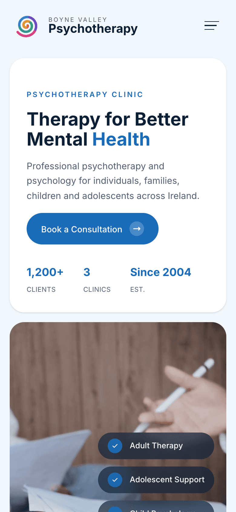 Boyne Valley Psychotherapy mobile view