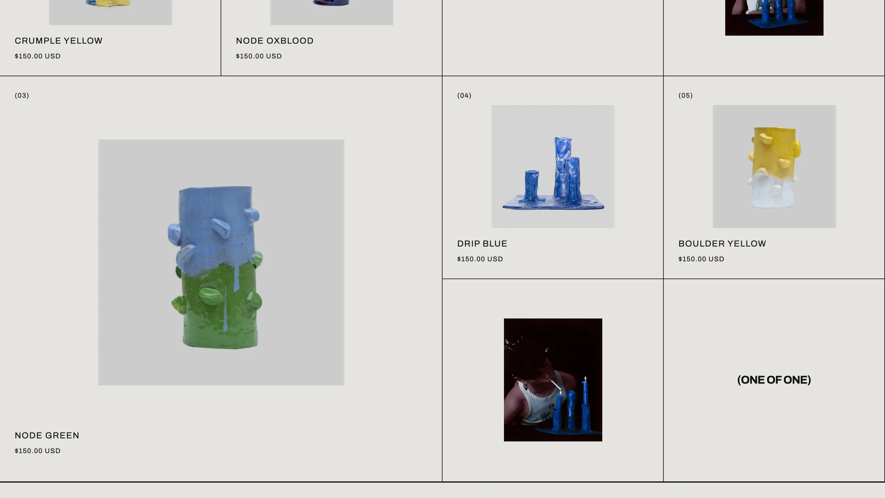 The registry grid: numbered entries interleaved with filler cells and campaign photos, always resolving to a closed rectangle.