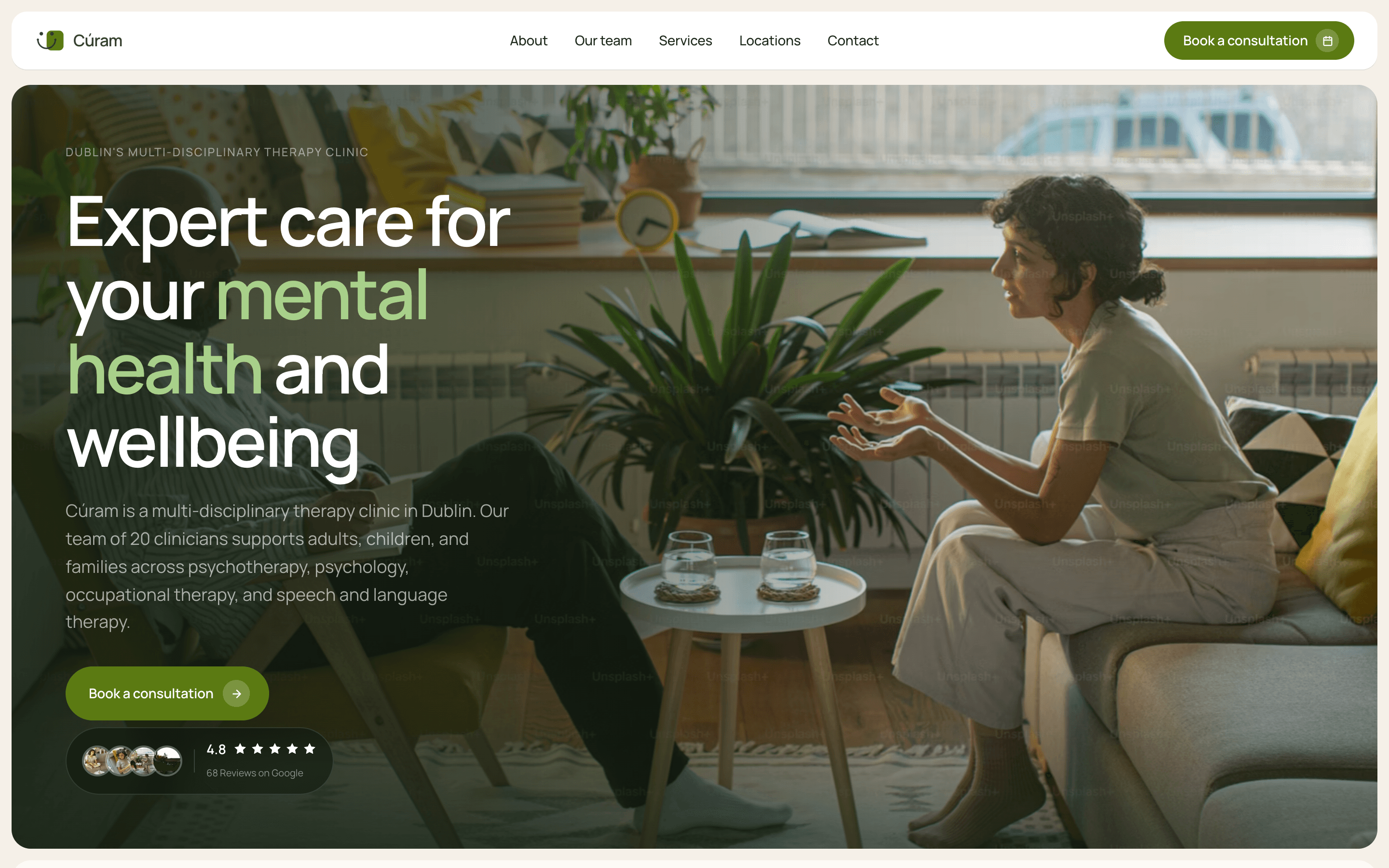 Cúram Clinic website