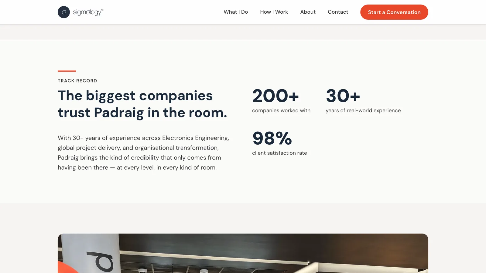 The track record stated plainly: 200+ companies, 30+ years, 98% client satisfaction.
